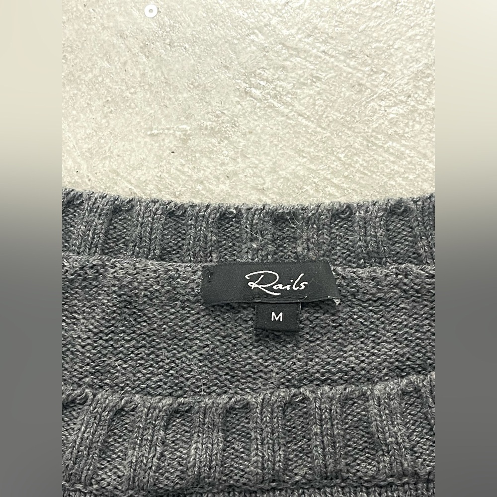 Rails Perci Jungle Cat Cotton Cashmere Gray Crewneck Knit Sweater Sz MEDIUM - Picture 9 of 15
